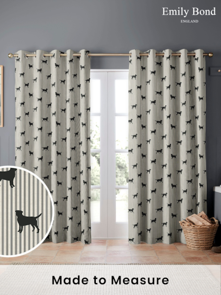 Emily Bond Coal Black Marley Made to Measure 100% Cotton Curtains (873086) | £91