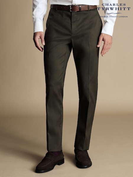 Charles Tyrwhitt Green Classic Fit Smart Texture Trousers (873391) | £80