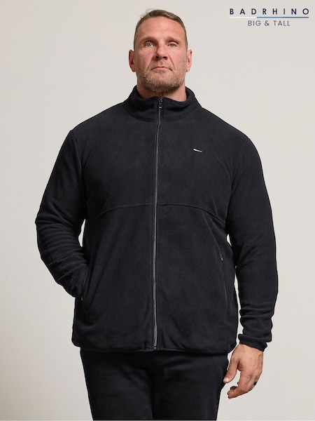 Black - Regular Badrhino Big & Tall Essential Zip Through Fleece