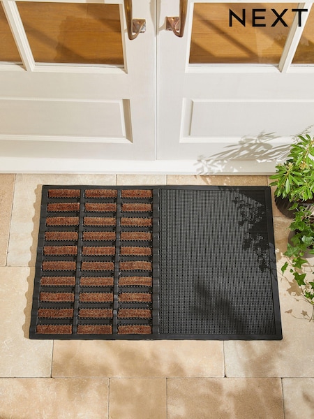 Charcoal Grey Coir and Rubber Scraper Doormat (873773) | £35