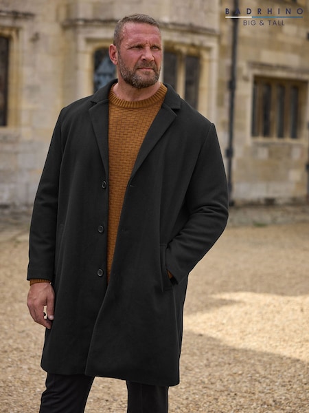 Black - Regular Badrhino Big & Tall Formal Overcoat