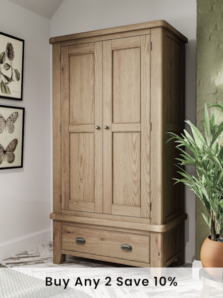 K Interiors Brown Embleton Solid Wood Double, 1 Drawer Wardobe (873929) | £1,040