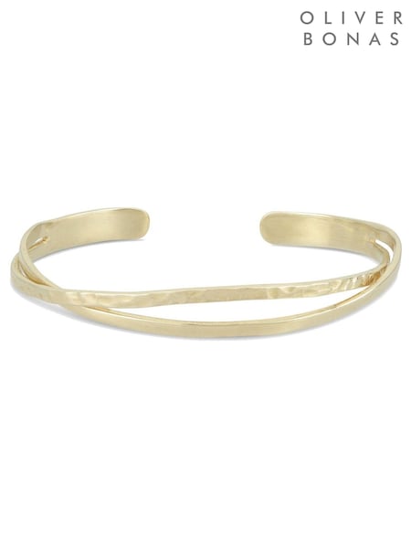Oliver Bonas Gold Plated Brass Vinita Twisted Cuff Bangle (874968) | £45