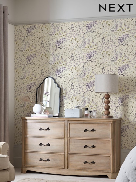 Mauve Purple Botanical Floral 10M Wallpaper (876226) | £34