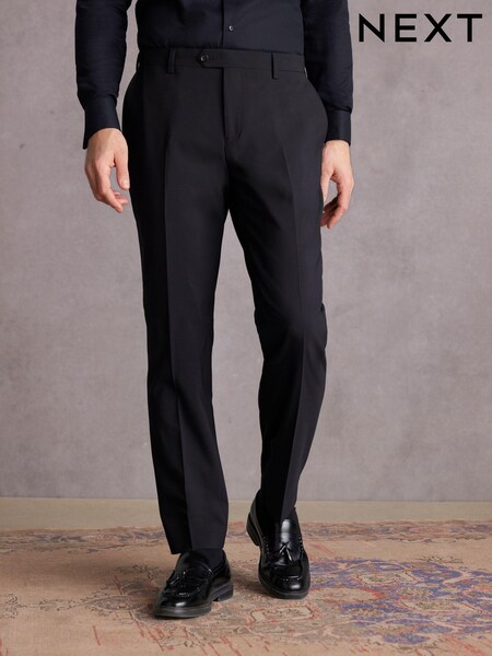 Black Regular Fit Signature Tollegno Italian Fabric Suit Trousers (876726) | £50