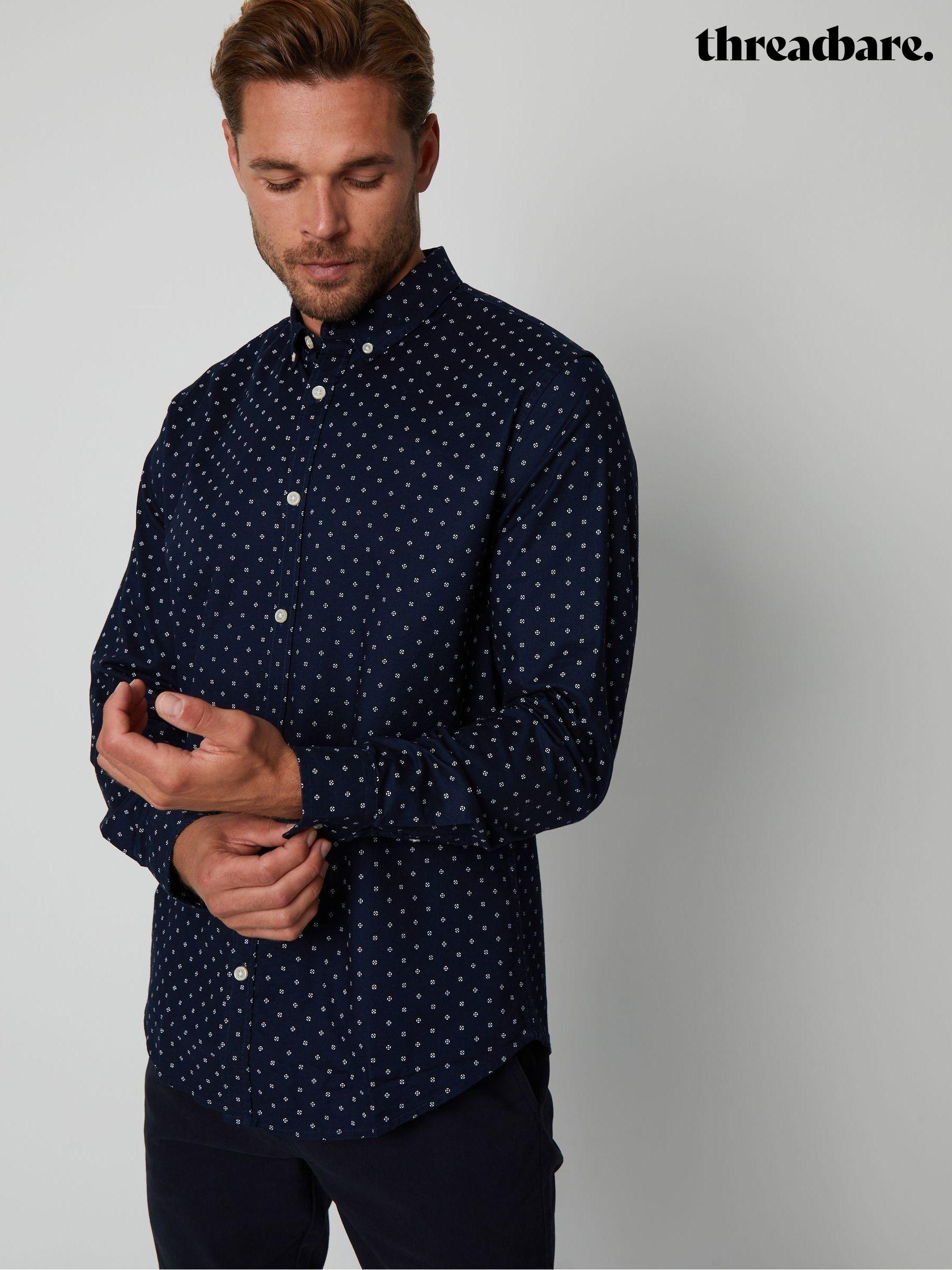 blue polka dot shirt mens