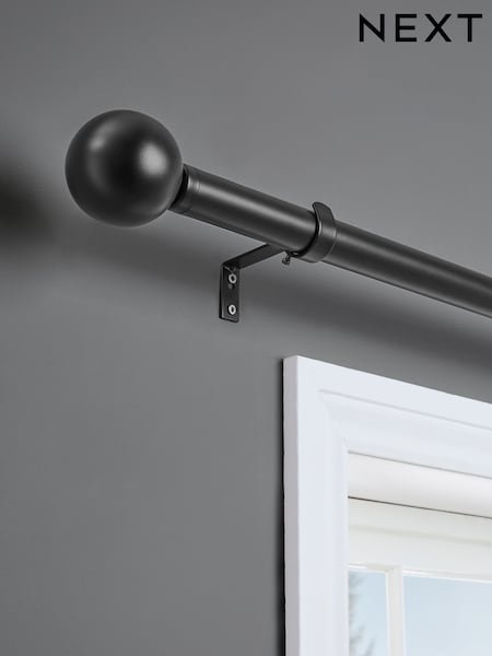 Black Ball Finial Extendable Curtain 35mm Pole Kit (876989) | £65 - £85