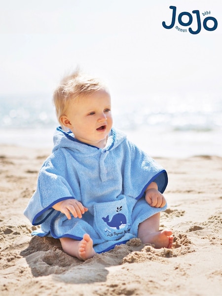 JoJo Maman Bébé Blue Whale Towelling Poncho (877091) | £22