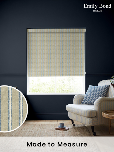 Emily Bond Indigo George Stripe Made to Measure Roller Blinds (877093) | £58