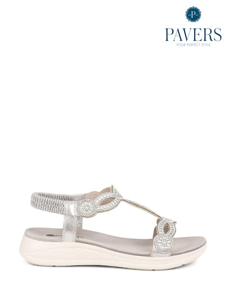 Pavers Grey Pavers Grey Embellished Flatform Sandals (877569) | £35