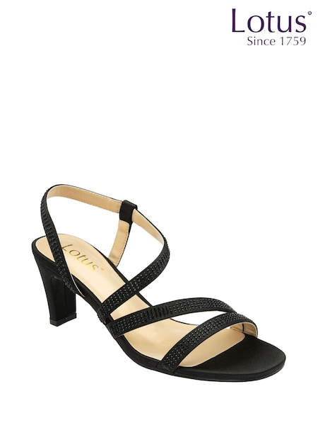 Lotus Black Slip On Strappy Sandals (877996) | £65