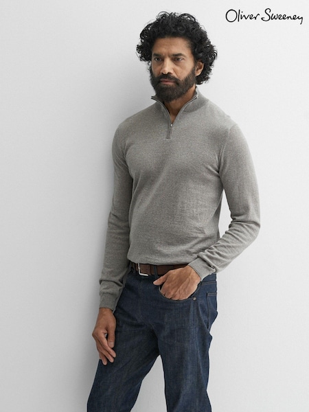 Oliver Sweeney Curragh Mole Wool Quarter Zip Jumper (878253) | £129