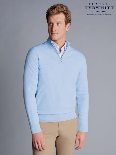Charles Tyrwhitt Blue Sky Merino Quarter Zip Jumper (878988) | £80
