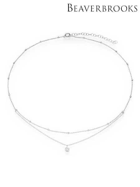 Beaverbrooks Silver Cubic Zirconia Choker Necklace (879417) | £45