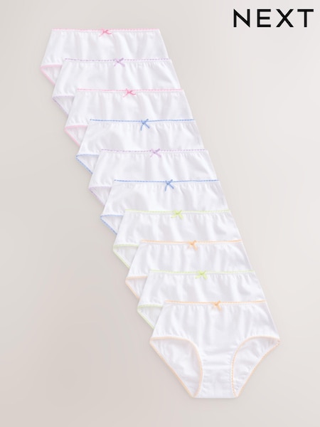 White Heart Lace Trim Briefs 10 Pack (1.5-16yrs) (879663) | £11 - £16