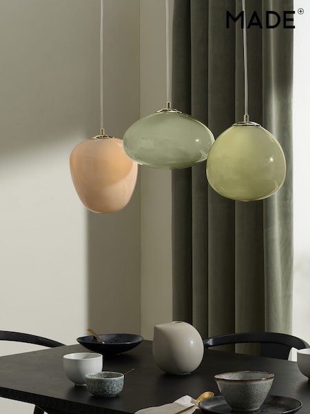 MADE.COM Green Adrianne Linear Pendant Light (879733) | £249