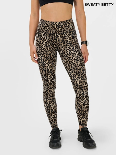 Brown  Leopard Print - Sweaty Betty Power Piping Workout Leggings