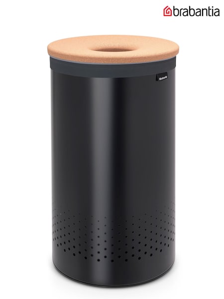 Brabantia Matt Black 60L Cork Lid Laundry Bin (880083) | £106