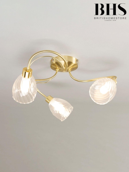 BHS Brass Veria Tangle Flush 3 Light Flush Ceiling Light (880205) | £73