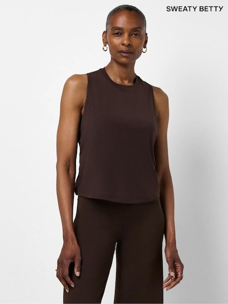 Brown - Sweaty Betty Soft Flow Studio Twist Back Vest
