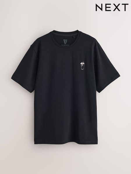 Black Christmas Guinness - Regular Plain Embroidered T-shirt