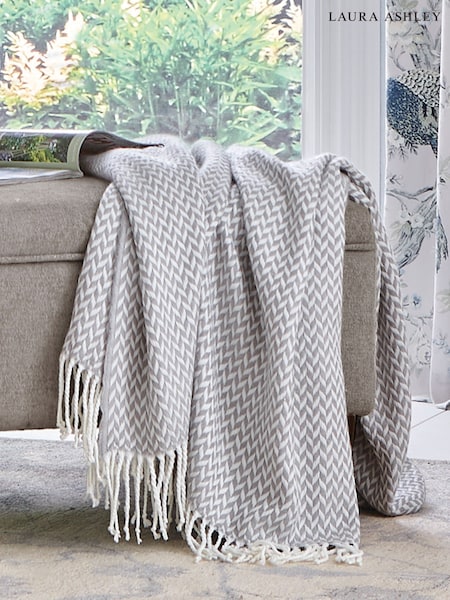 Laura Ashley Steel Grey Arya Throw (881835) | £57