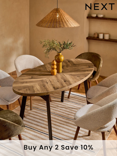 Dark Bronx Chevron Oak Effect Dining Table (882207) | £399