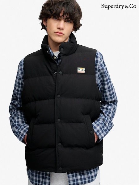 Black - Regular Superdry Non Hood Short Everest Gilet