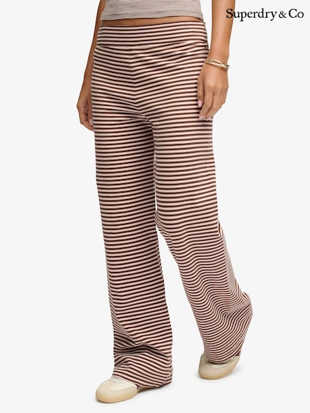 Brown - Superdry Athletic Essentials Stripe Jersey Trousers