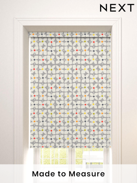 Grey Floral Retro Geo Made To Measure Roller Blind (884373) | £57