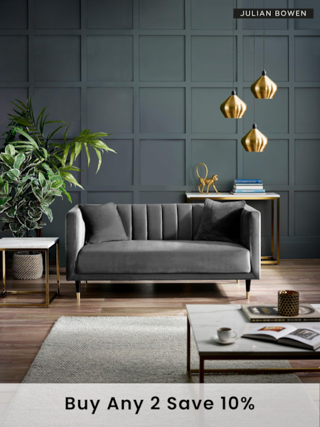 Julian Bowen Grey Salma Scalloped Back 2 Seater Sofa (885982) | £550