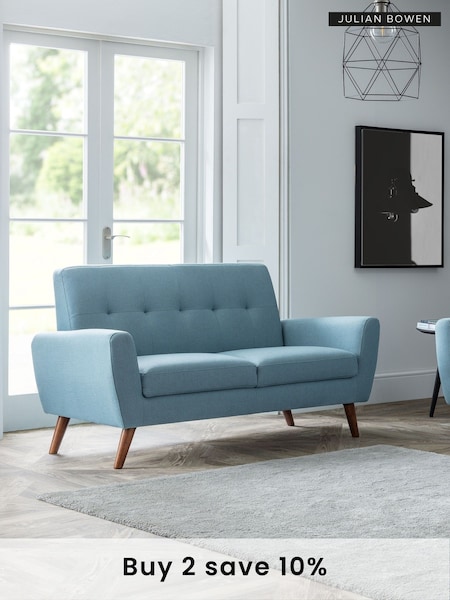 Julian Bowen Blue Monza Compact Retro 2 Seater Sofa (886017) | £350