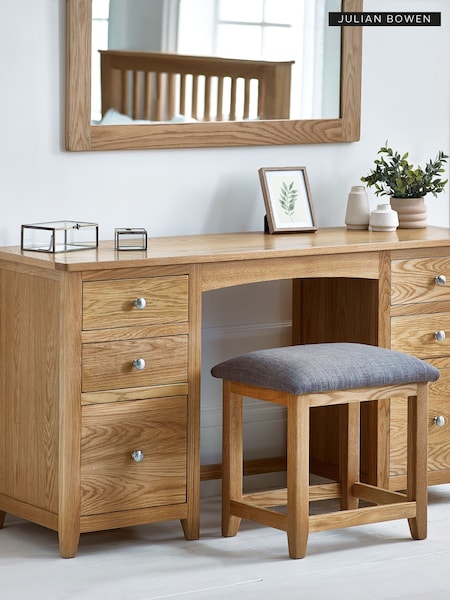 Julian Bowen Oak Mallory Twin Pedestal Dressing Table Stool (886018) | £600