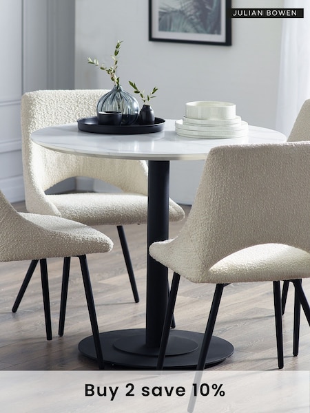 Julian Bowen White Marble and Black Luca Round Table (886151) | £220