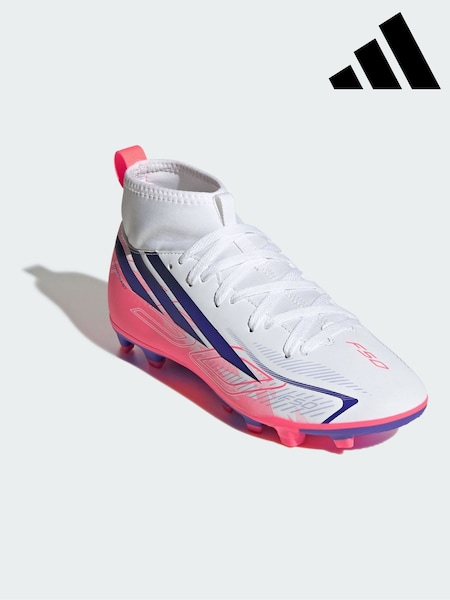 White - Adidas F50 Hyperfast Club Mid Firm Ground / Multi Ground Football Boots