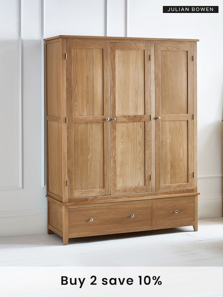 Julian Bowen Oak Mallory Triple, 2 Drawers Wardrobe (886605) | £1,055
