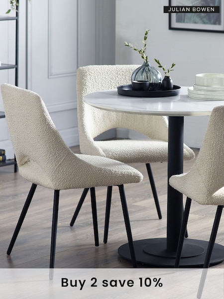 Julian Bowen Set of 2 Ivory Iris Bouclé Dining Chairs (886624) | £295