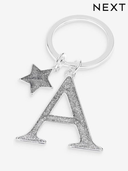 Silver Tone Glitter Initial Keyring (887157) | £6