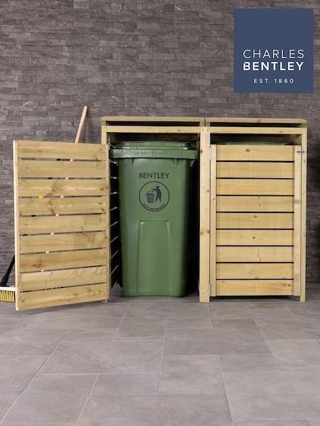 Charles Bentley Natural Wood Double Wooden Bin Garden Storage Unit (888586) | £260