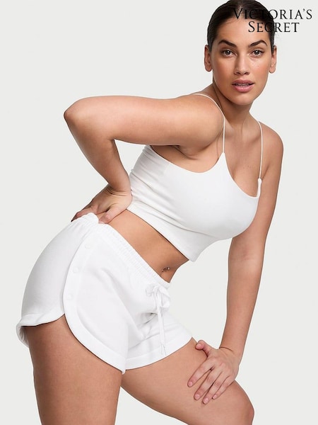 Victoria's Secret White Fleece Popper Shorts (888714) | £35