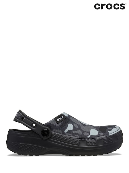 Black - Regular Crocs Classic Crafted Camo Clogs