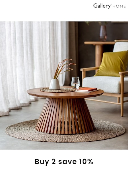 Gallery Home Natural Benton Slatted Round Coffee Table (890013) | £419