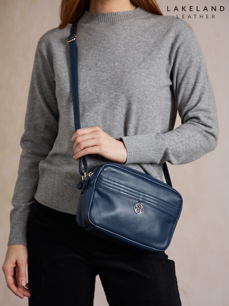Blue - Lakeland Leather Cartmel Boxy Cross-body Bag