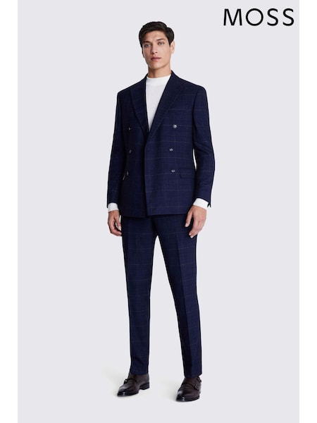 MOSS Navy Blue Tailored Check Jacket (890635) | £159