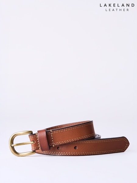Brown - Lakeland Leather Keisley Twin Stitch Belt