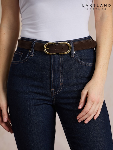 Dark Brown - Lakeland Leather Bowness Dual Buckle Belt