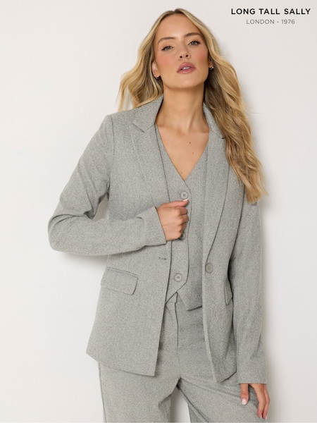 Grey - Long Tall Sally Premium Herringbone Blazer