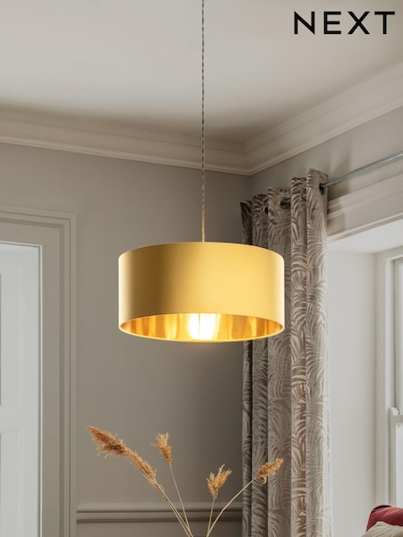 Ochre Yellow Rico Easy Fit Shade Drum Ceiling Light (891388) | £40