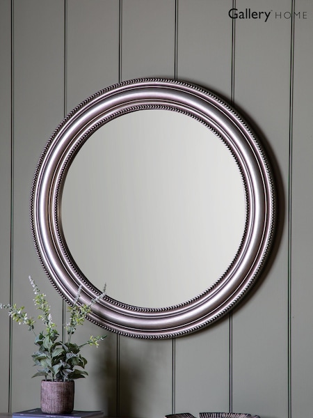 Gallery Home Pewter Grey Round Beaded Pewter Grey Mirror by Gallery (893538) | £140