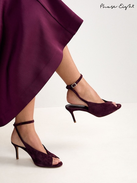 Red - Phase Eight Suede Heeled Sandals